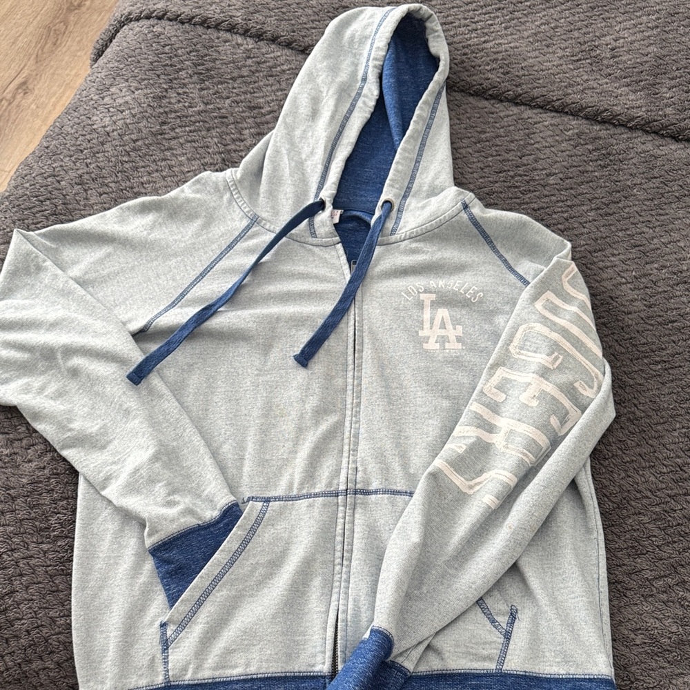 Gray and Blue Women's Hoodie